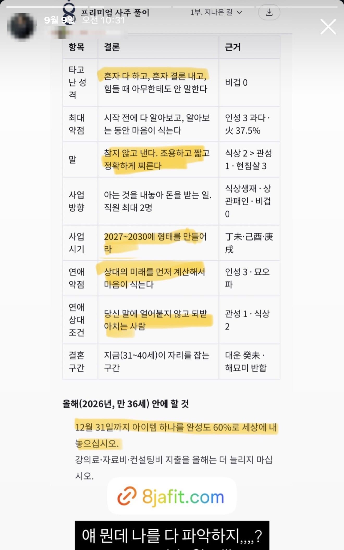 후기 11 — 인스타 스토리 · 프리미엄 리포트 (요약표)